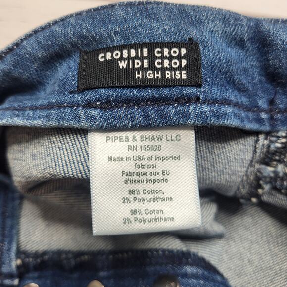 Veronica Beard Crosbie Wide Leg Crop Jeans High Rise Exposed Button Fly 30 - Picture 12 of 13